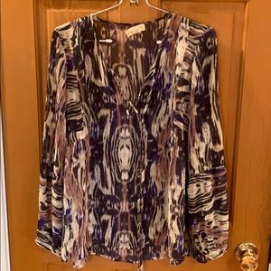 Flowing Printed Blouse with Peplum Sleeve